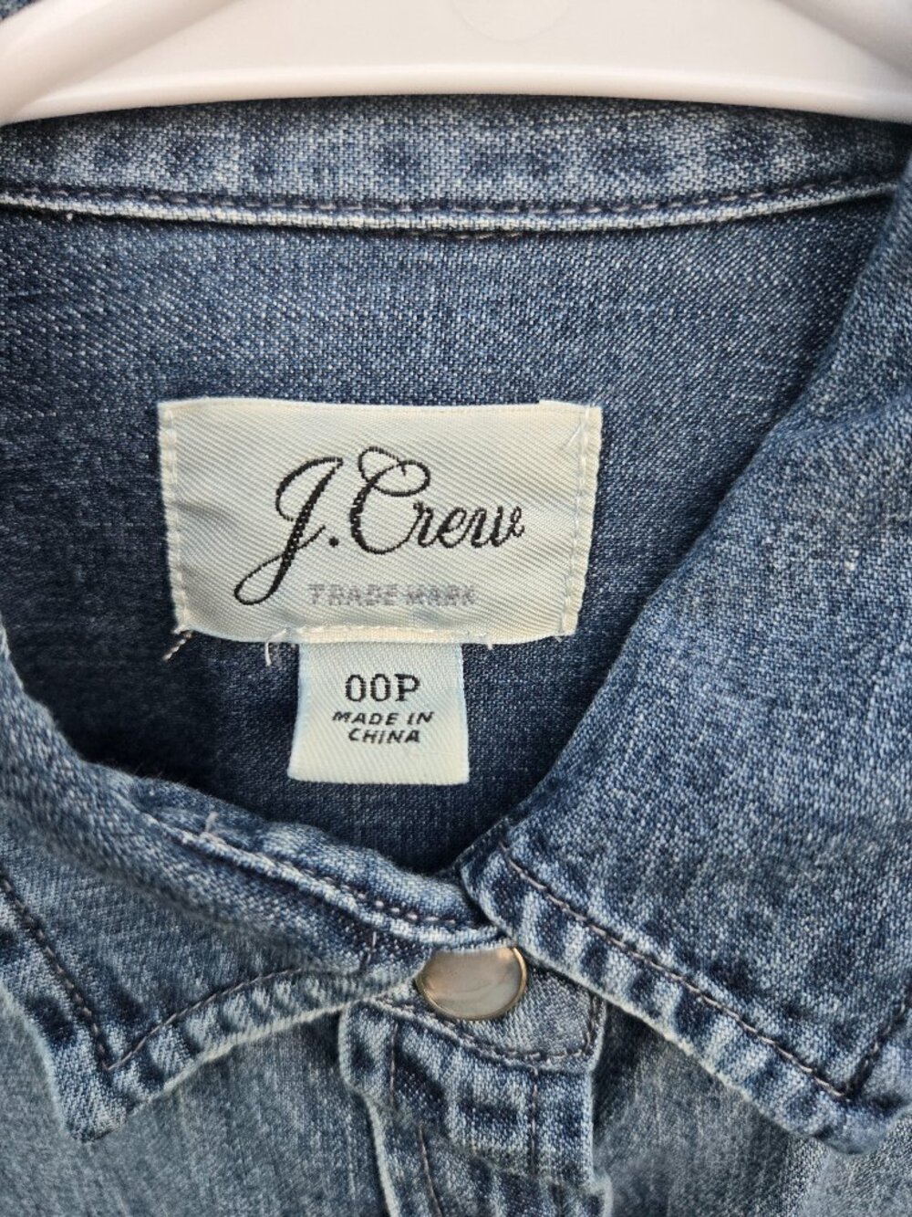 J. CREW Denim Button Down Short-Sleeve Jean Shirt ( size 00P ) - Picture 2 of 6